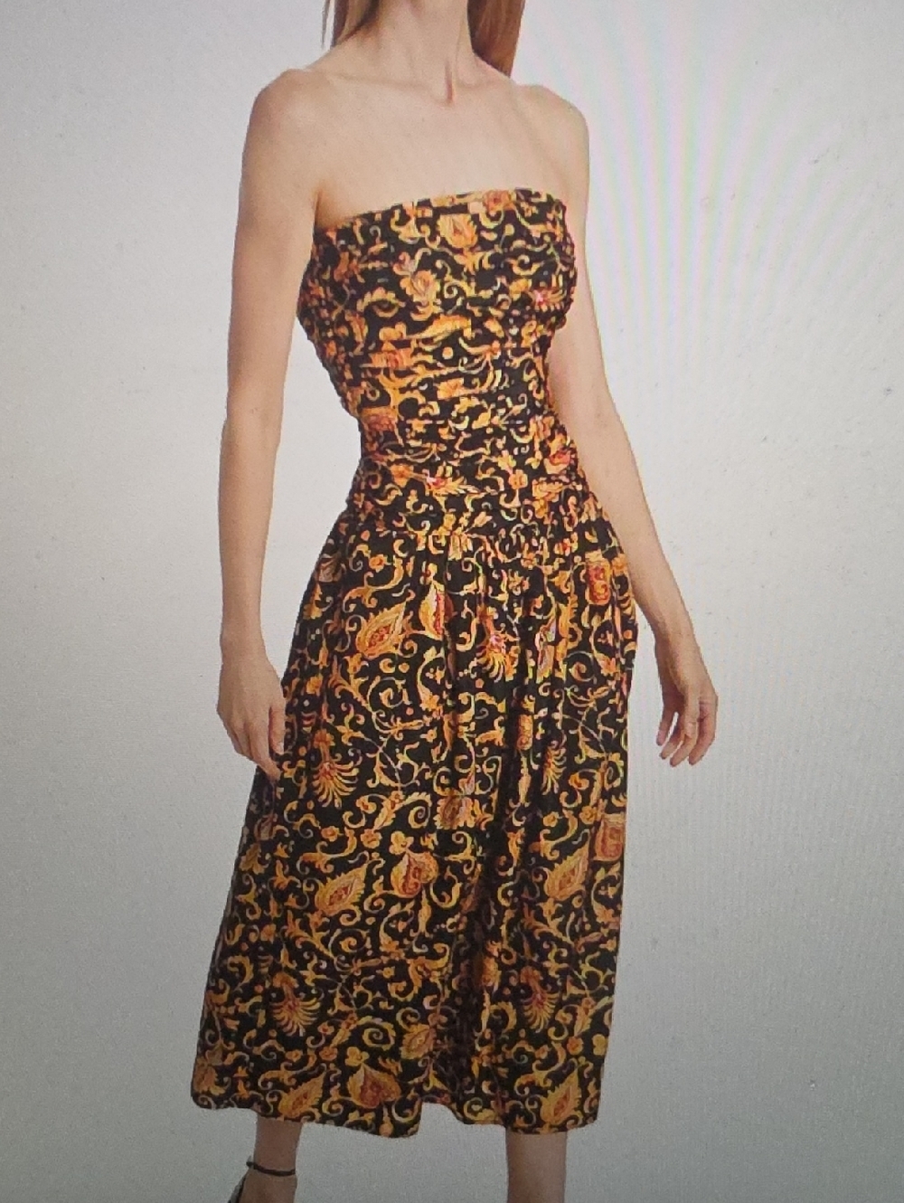 RHODE Selma Baroque Print Strapless Midi Dress Size 2 $645